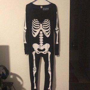 Pink skeleton onesie